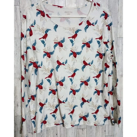 White‎ Stag Tee Red Bird Long Sleeve Round Neck Size XL (16/18) - Picture 1 of 5